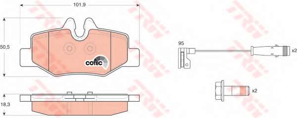 Комплект тормозных колодок, дисковый тормоз TRW GDB1601