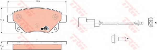 Комплект тормозных колодок, дисковый тормоз TRW GDB1725