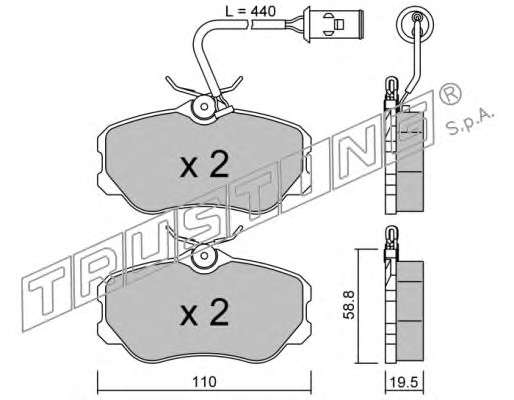 Комплект тормозных колодок, дисковый тормоз