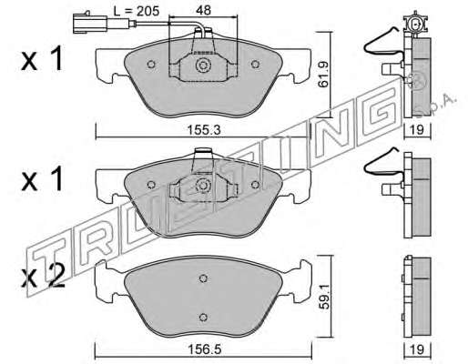 Комплект тормозных колодок, дисковый тормоз