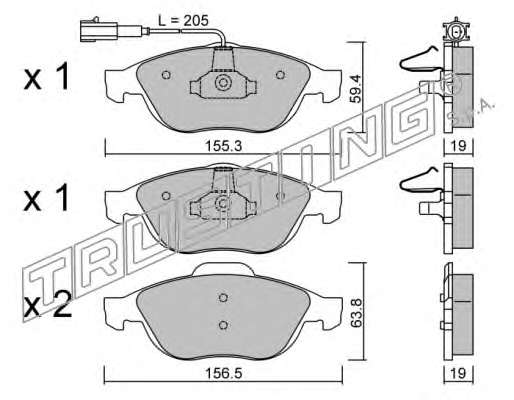 Комплект тормозных колодок, дисковый тормоз