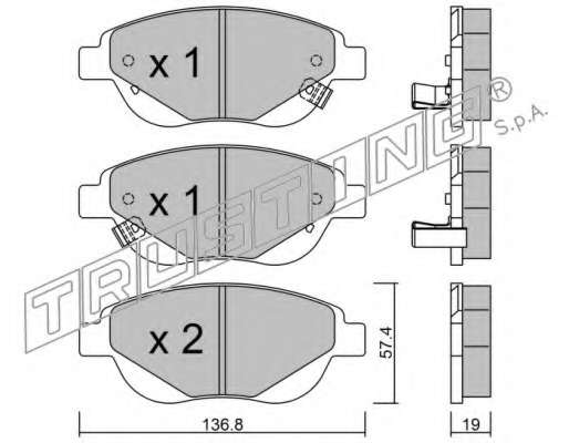 Комплект тормозных колодок, дисковый тормоз