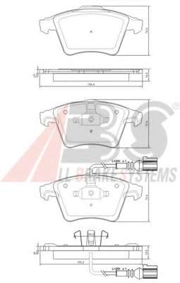Комплект тормозных колодок, дисковый тормоз A.B.S. 37416