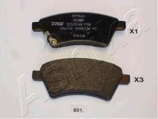 Комплект тормозных колодок, дисковый тормоз ASHIKA 50-08-801