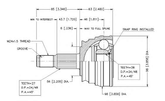 Шарнирный комплект, приводной вал