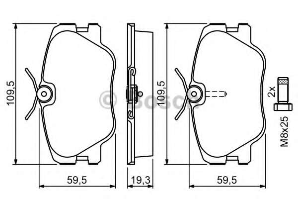 Комплект тормозных колодок, дисковый тормоз BOSCH 0 986 469 410