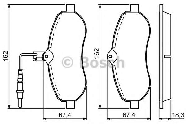 Комплект тормозных колодок, дисковый тормоз BOSCH 0 986 494 163