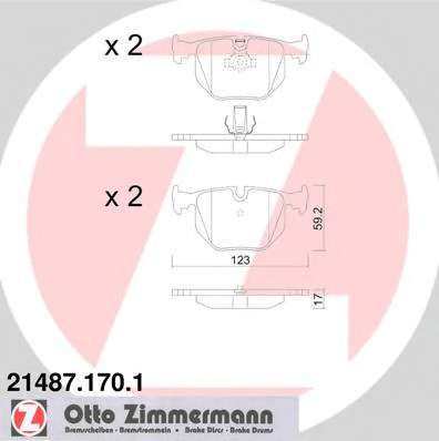Комплект тормозных колодок, дисковый тормоз ZIMMERMANN 21487.170.1