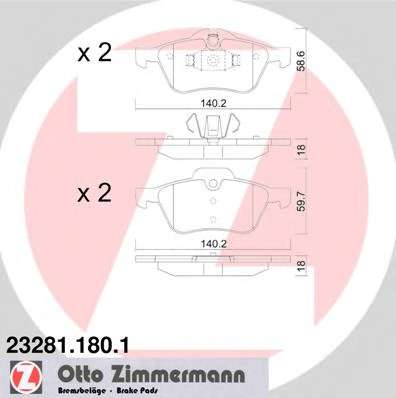 Комплект тормозных колодок, дисковый тормоз ZIMMERMANN 23281.180.1