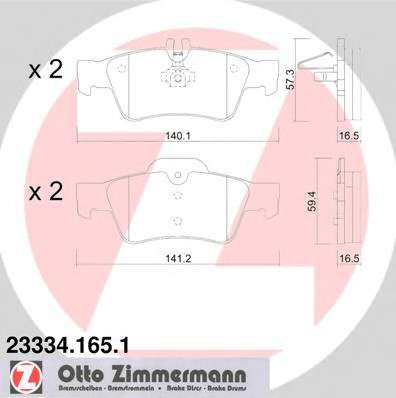 Комплект тормозных колодок, дисковый тормоз ZIMMERMANN 23334.165.1