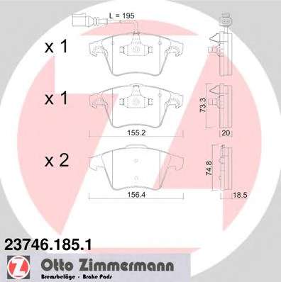 Комплект тормозных колодок, дисковый тормоз ZIMMERMANN 23746.185.1