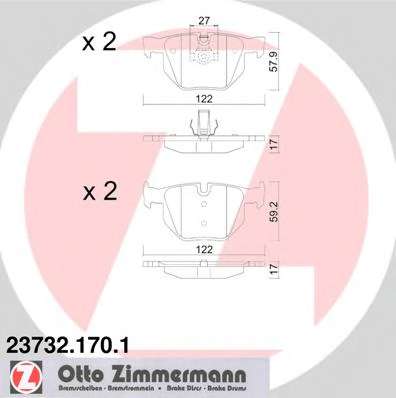 Комплект тормозных колодок, дисковый тормоз ZIMMERMANN 23732.170.1