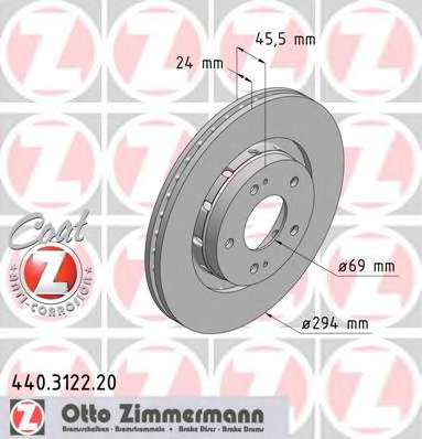 zimmermann-440312220 Тормозной диск ZIMMERMANN 440.3122.20