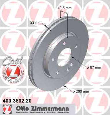 Тормозной диск ZIMMERMANN 400.3602.20