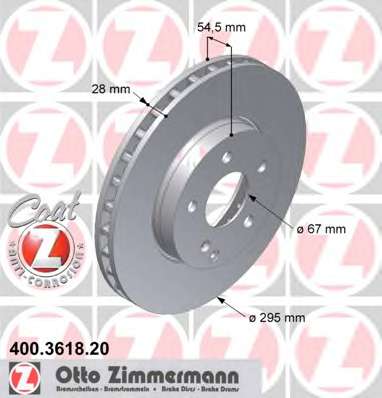 zimmermann-400361820 Тормозной диск ZIMMERMANN 400.3618.20