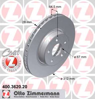 zimmermann-400362020 Тормозной диск ZIMMERMANN 400.3620.20