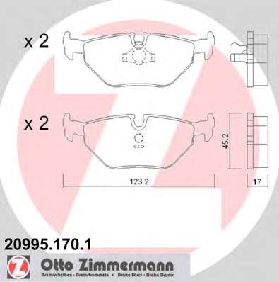 Комплект тормозных колодок, дисковый тормоз ZIMMERMANN 20995.170.1