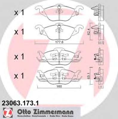 Комплект тормозных колодок, дисковый тормоз ZIMMERMANN 23063.173.1