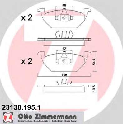 Комплект тормозных колодок, дисковый тормоз ZIMMERMANN 23130.195.1