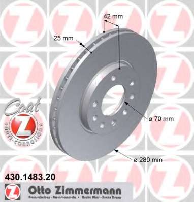 zimmermann-430148320 Тормозной диск ZIMMERMANN 430.1483.20