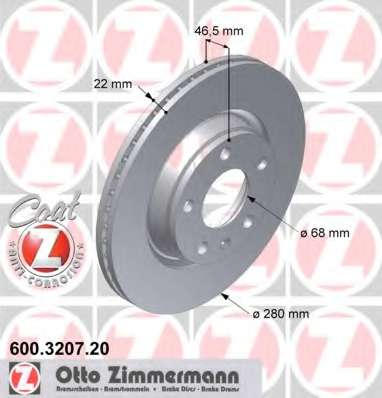 Тормозной диск ZIMMERMANN 600.3207.20