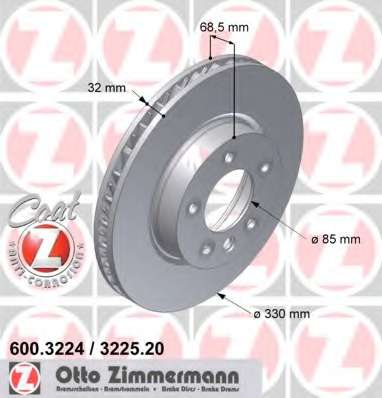 zimmermann-600322420 Тормозной диск ZIMMERMANN 600.3224.20