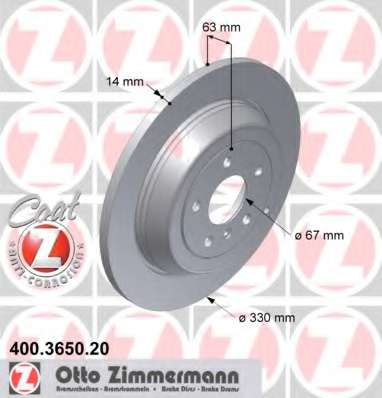 zimmermann-400365020 Тормозной диск ZIMMERMANN 400.3650.20