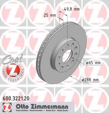 Тормозной диск ZIMMERMANN 600.3221.20