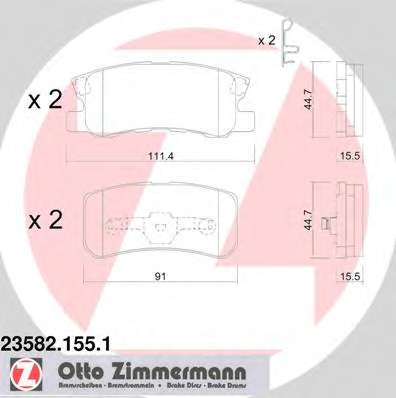 Комплект тормозных колодок, дисковый тормоз ZIMMERMANN 23582.155.1