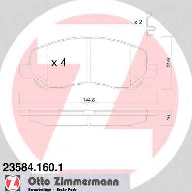 Комплект тормозных колодок, дисковый тормоз ZIMMERMANN 23584.160.1