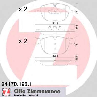 Комплект тормозных колодок, дисковый тормоз ZIMMERMANN 24170.195.1