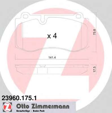 Комплект тормозных колодок, дисковый тормоз ZIMMERMANN 23960.175.1