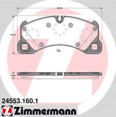 Комплект тормозных колодок, дисковый тормоз ZIMMERMANN 24553.160.1