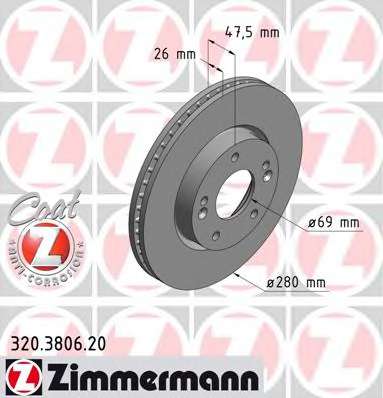 zimmermann-320380620 Тормозной диск ZIMMERMANN 320.3806.20