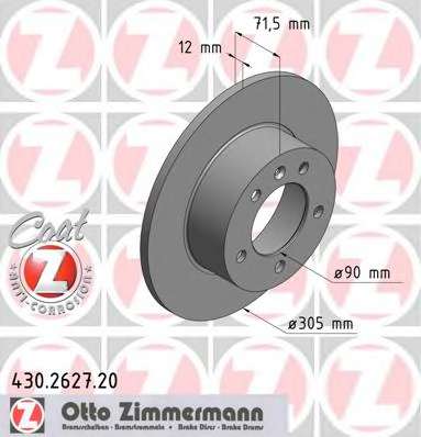 zimmermann-430262720 Тормозной диск ZIMMERMANN 430.2627.20