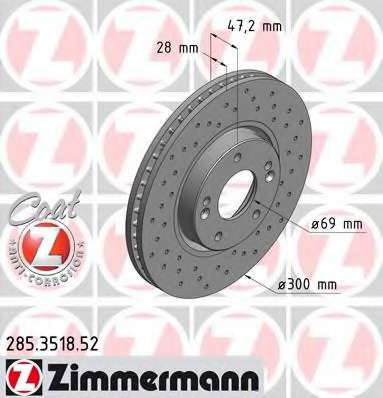 zimmermann-285351852 Тормозной диск ZIMMERMANN 285.3518.52