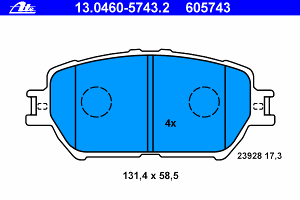 Комплект тормозных колодок, дисковый тормоз ATE 13.0460-5743.2