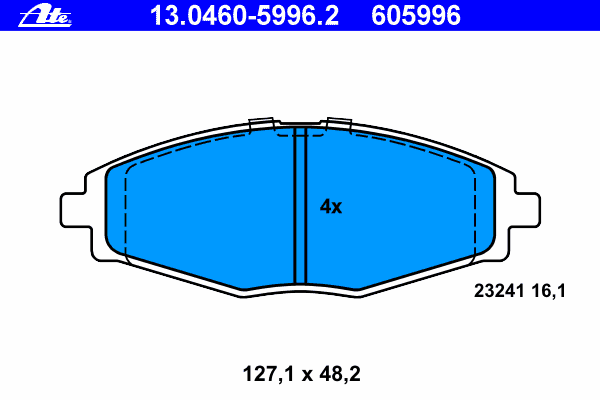Комплект тормозных колодок, дисковый тормоз ATE 13.0460-5996.2
