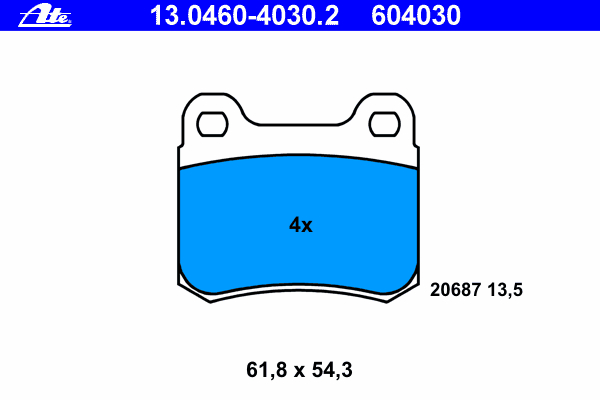 Комплект тормозных колодок, дисковый тормоз ATE 13.0460-4030.2