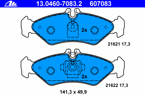 Комплект тормозных колодок, дисковый тормоз ATE 13.0460-7083.2