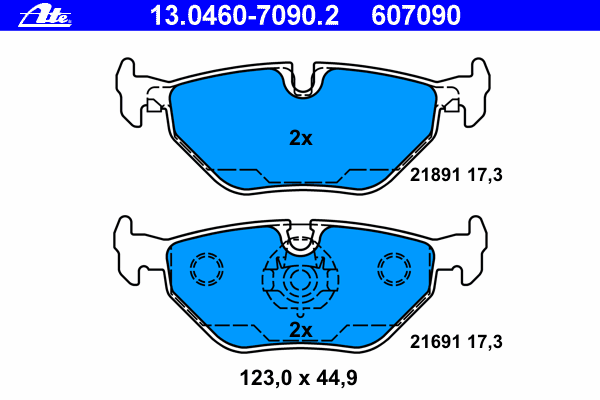 Комплект тормозных колодок, дисковый тормоз ATE 13.0460-7090.2