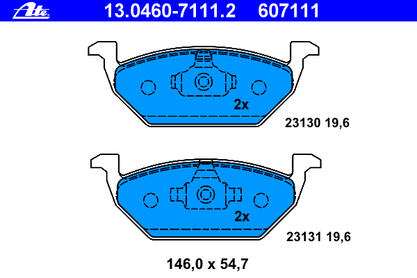 Комплект тормозных колодок, дисковый тормоз ATE 13.0460-7111.2