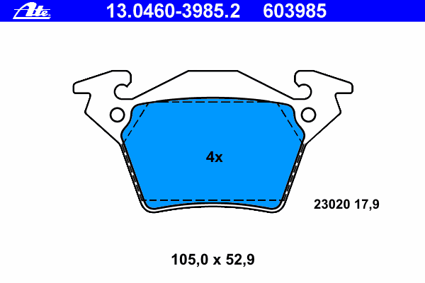 Комплект тормозных колодок, дисковый тормоз ATE 13.0460-3985.2