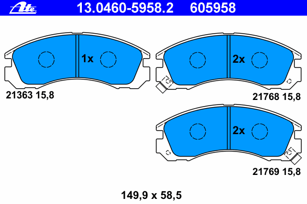 Комплект тормозных колодок, дисковый тормоз ATE 13.0460-5958.2
