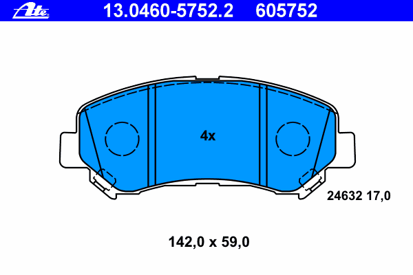 Комплект тормозных колодок, дисковый тормоз ATE 13.0460-5752.2