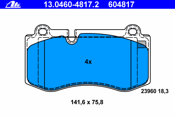 Комплект тормозных колодок, дисковый тормоз ATE 13.0460-4817.2