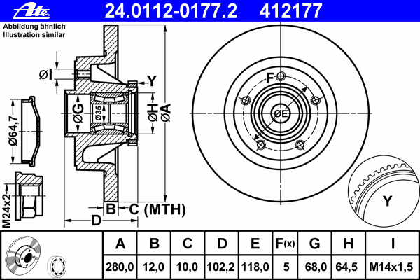 ate-24011201772 Тормозной диск ATE 24.0112-0177.2