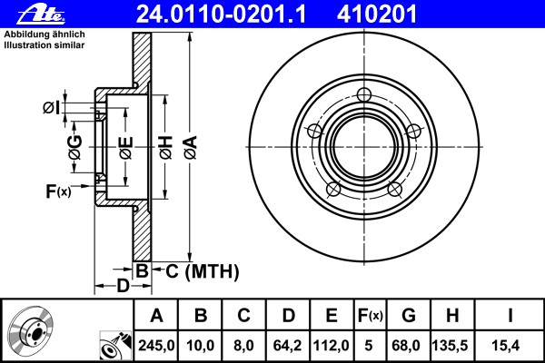 Тормозной диск ATE 24.0110-0201.1