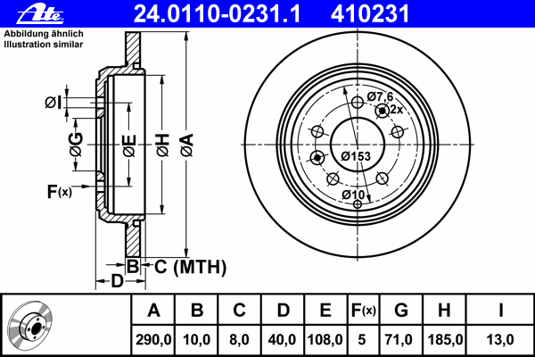 ate-24011002311 Тормозной диск ATE 24.0110-0231.1