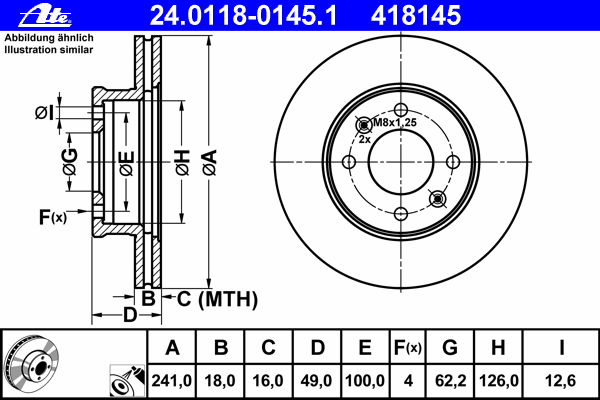 Тормозной диск ATE 24.0118-0145.1